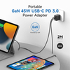 Mutiple Plug Universal GaN 45W USB Type-C PD3.0 Charger With 2 ports 1C1A 